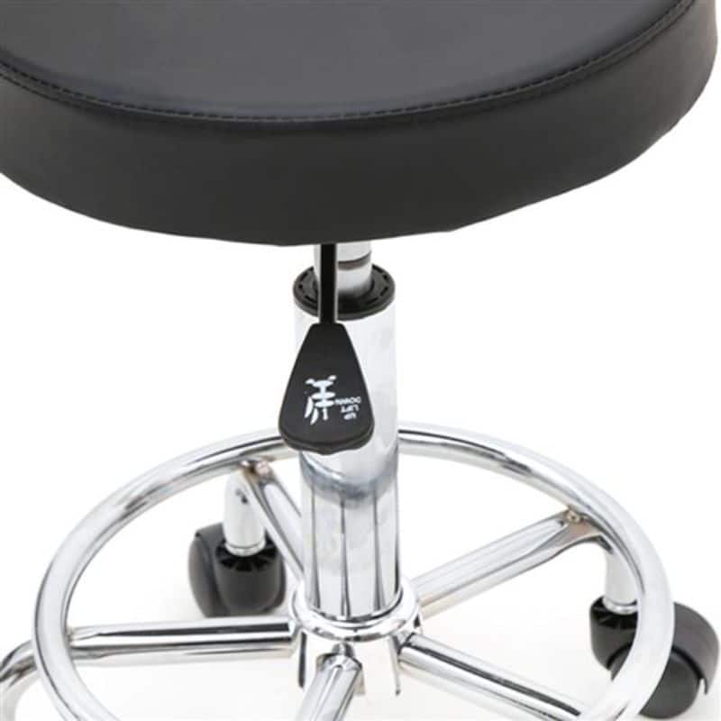 Round Shape Adjustable Salon Stool with Back Black - (33 x 33 x 95)cm (L x W x H)