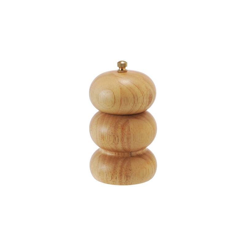 Rubberwood Salt and Pepper Mill - 3.0"L x 3.0"W x 5.13"H - Natural