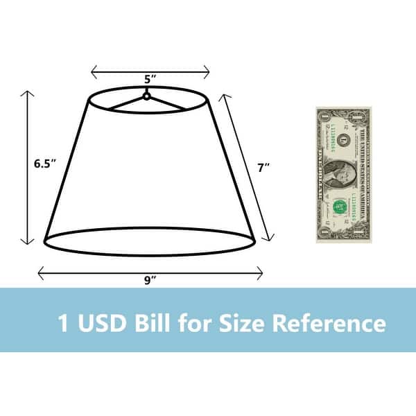 dimension image slide 1 of 3, Hardback Faux Silk Conical Lamp Shade, 5 inch Top, 9 inch Bottom, 7 inch Slant
