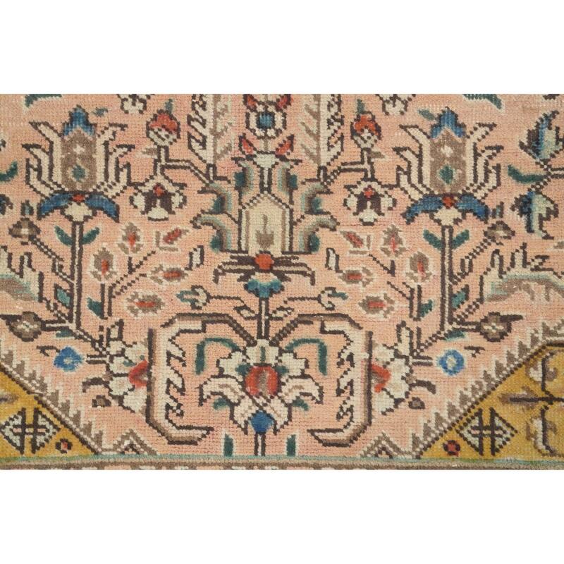 Hand Knotted Oriental 100% Wool Carpet Traditional Floral Pink Tabriz Area Rug - 9' 6'' X 6' 6''