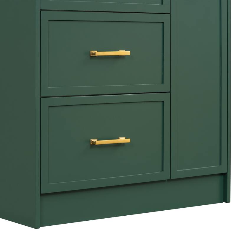 Roomfitters 30-Inch Classic Bathroom Vanity Set, Floor Standing with Three Drawers, Double-Layer Drawer, Frosty Green