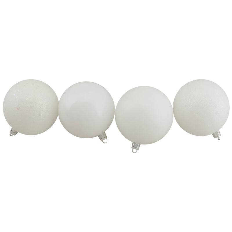 16ct Winter White Shatterproof 4-Finish Christmas Ball Ornaments 3"
