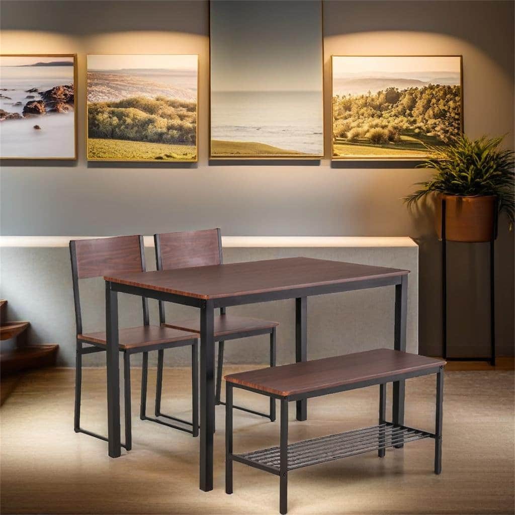 Industrial 4 Piece Dining Room Table Set