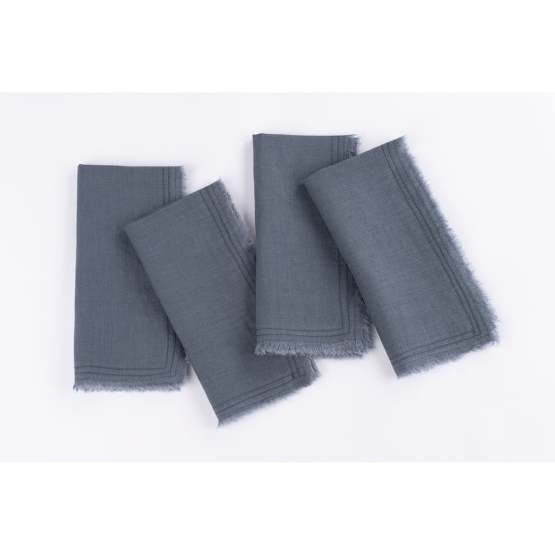 Brighton Linen Dinner Napkin Set (Set of 4) - Steel Blue