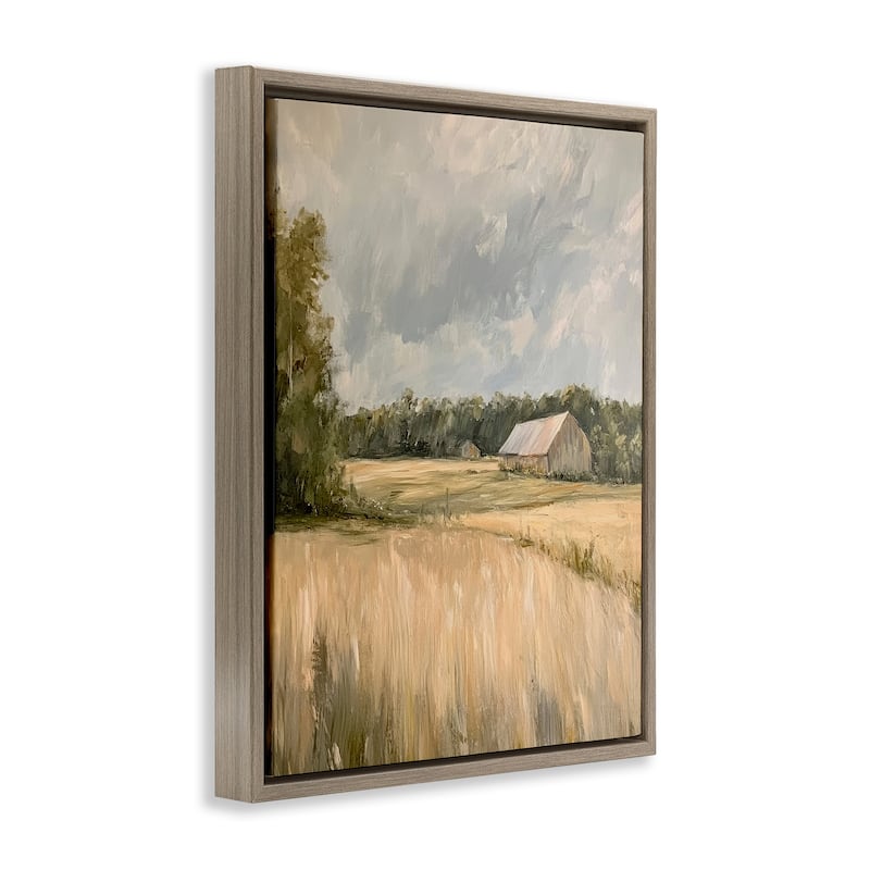 Stupell Natural Farm's Wispy Grasses Framed Floater Canvas Wall Art Design By Petal Prints Design