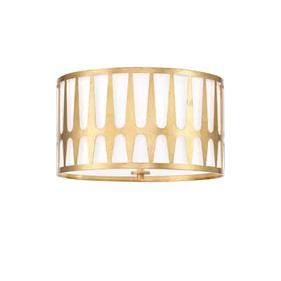 Royston 3 Light Antique Gold Ceiling Mount - 18'' W x 10.37'' H