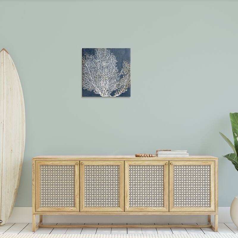 Stupell Sea Coral Ocean Life Silhouette Blue White Design Canvas Wall Art
