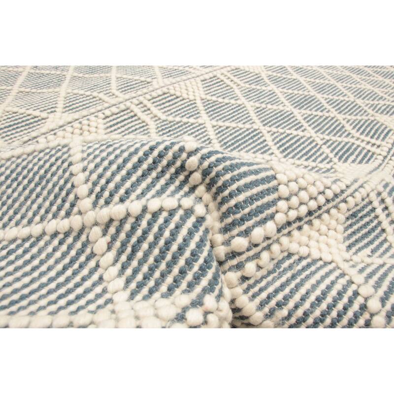 ECARPETGALLERY Braid weave Sienna Teal Wool Rug - 5'1 x 8'0