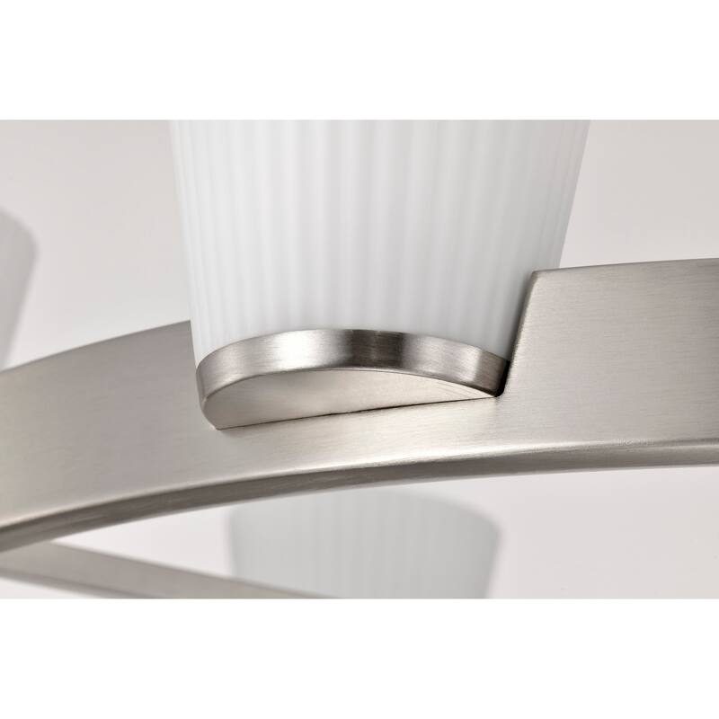 Royale 6 Light Chandelier Brushed Nickel Finish Ribbed White Glass - Brushed Nickel