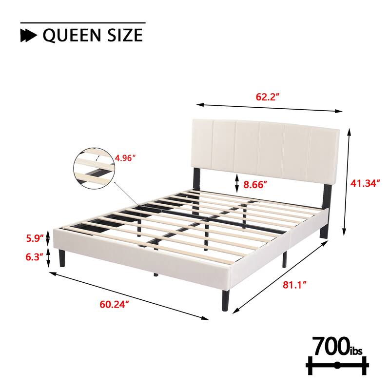Alazyhome Upholstered Platform Bed Frame with Bedside Cupboard