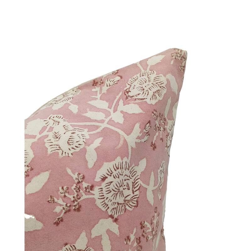 Fabdivine Bohemian Floral Green Pillow Cover Handmade Cotton for Fall Décor Block Print Chair Hotel Bedroom, Pink City