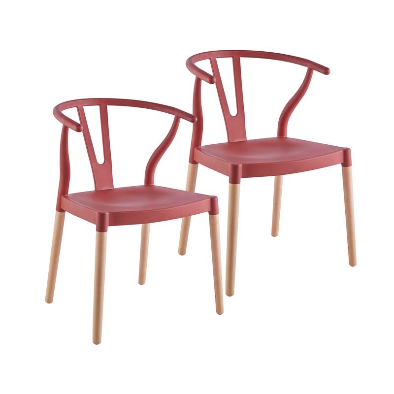 Porthos Home Lyra Plastic Dining Chairs with Beechwood Legs, Set of 2
