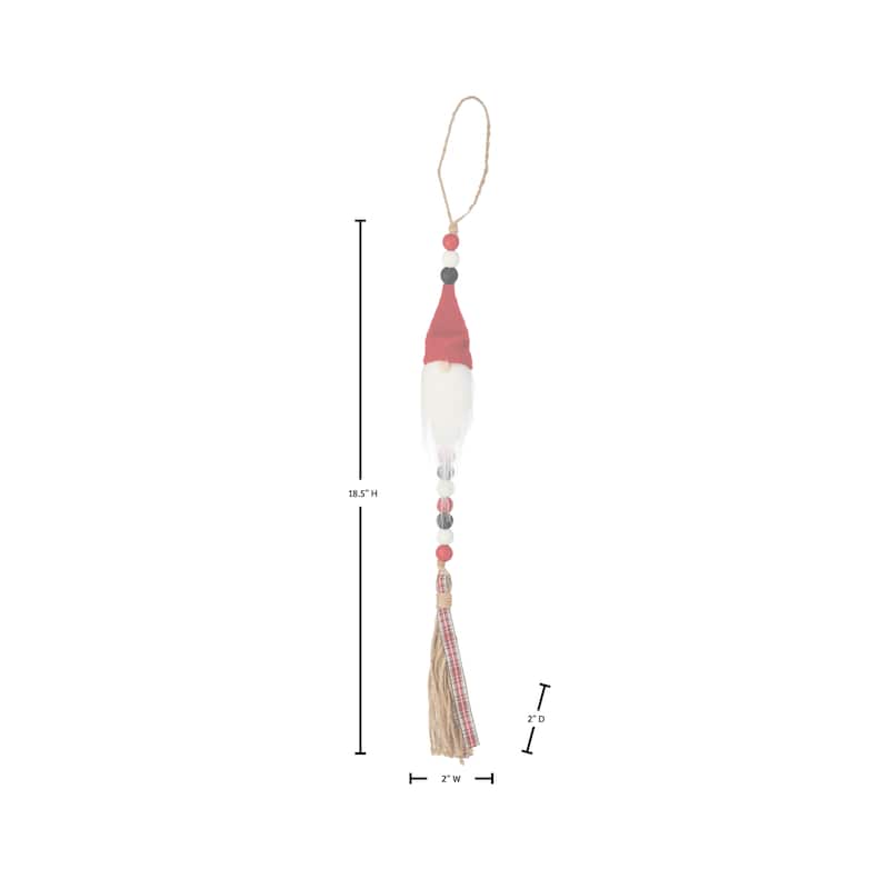 18.5" Wood Bead Santa Gnome Tassel Ornament Set of 3
