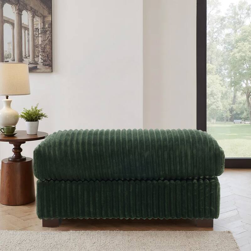 Modern Interior Rectangle Faux Fur Ottoman