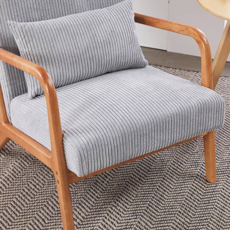 Mid-Century Modern Accent Chair, Arm Chair Living Room Chairs with Pillow