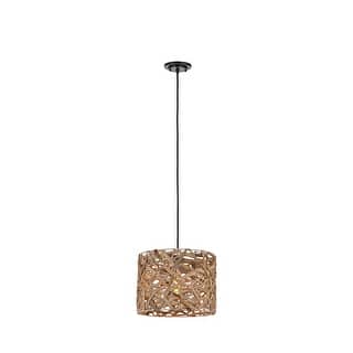 Innovations Lighting Savannah - 1 Light 13" Cord Hung Pendant - Matte Black Finish - Natural Shade
