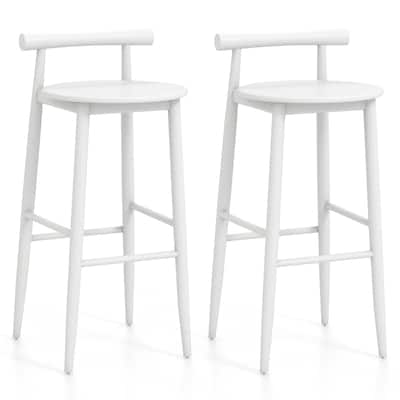 Gymax Bar Height Stools Set of 2 Bar Chair w/ Acacia Wood Frame