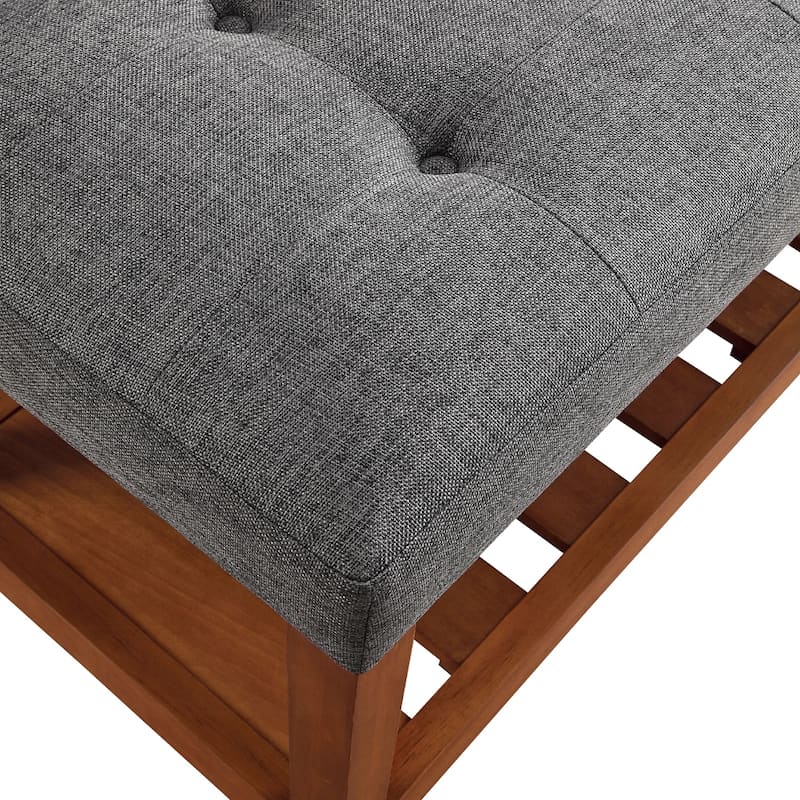 Fabric Upholstered Bench with Open Storage