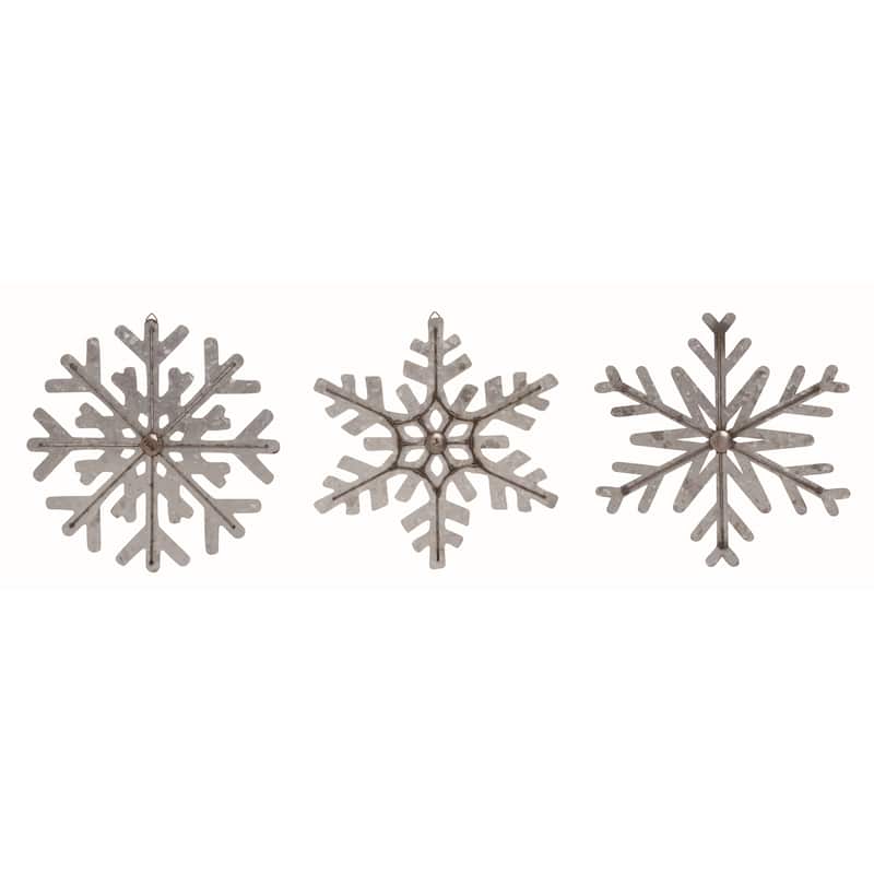 Transpac Small Layered Snowflake Wall Decor Set of 3 Christmas Home Decorations