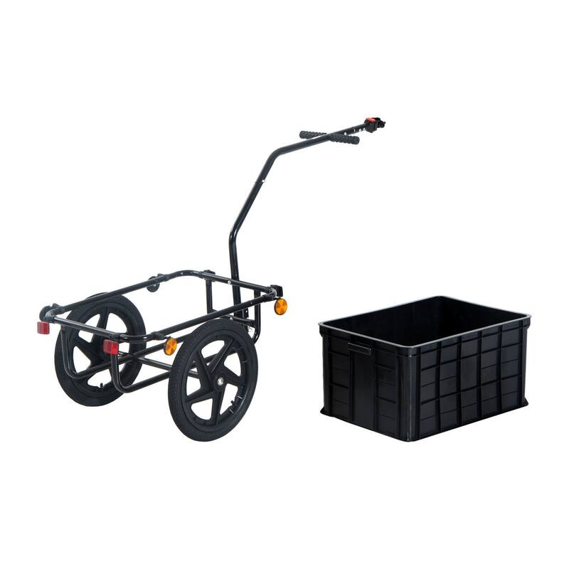Aosom Bicycle Cargo Trailer with Removable Box and Waterproof Cover, Bike Wagon Trailer with Two 16in Wheels