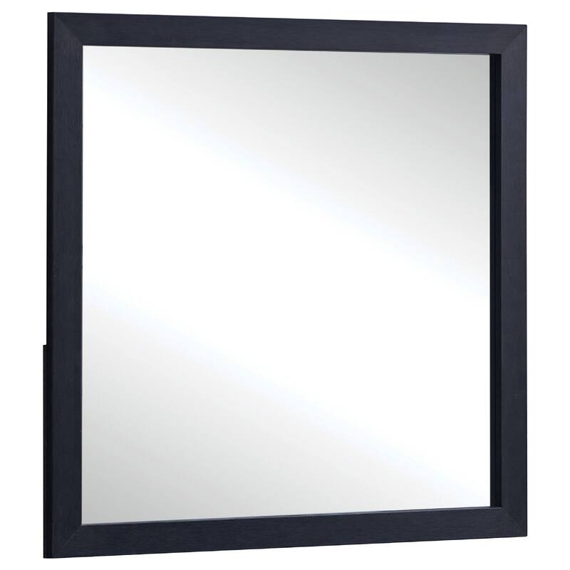 Dex Rectangular Dresser Mirror, Non-Beveled Glass, Black Wood-Melamine