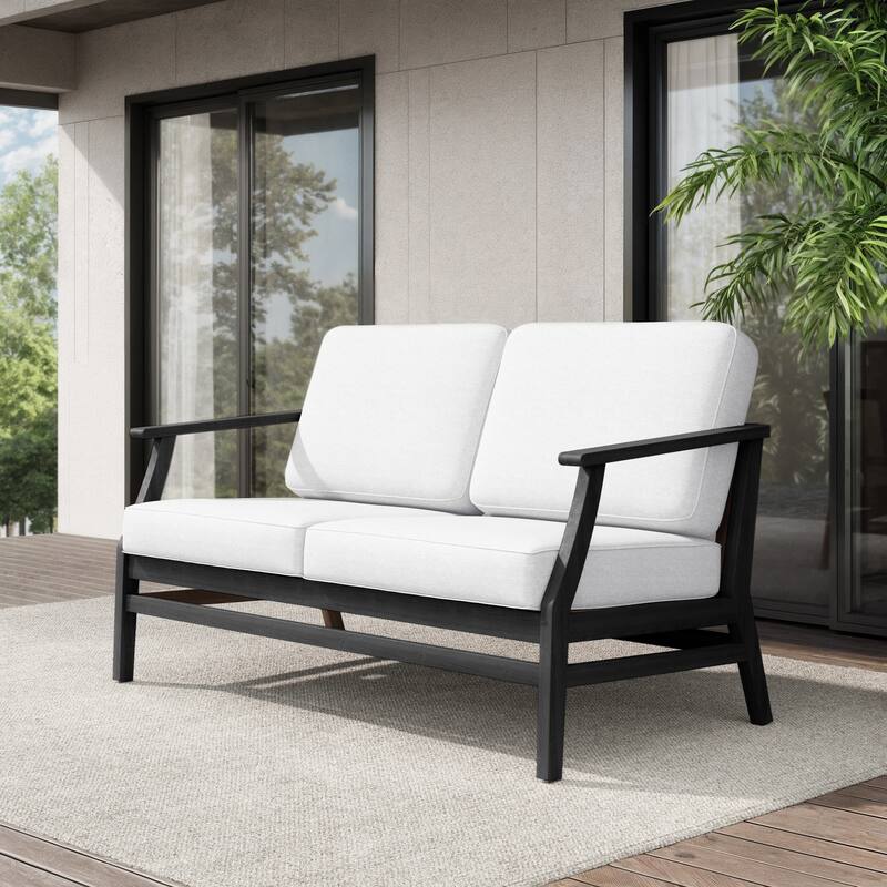 Teak Outdoor Patio Club Chairs Loveseat with Cushions