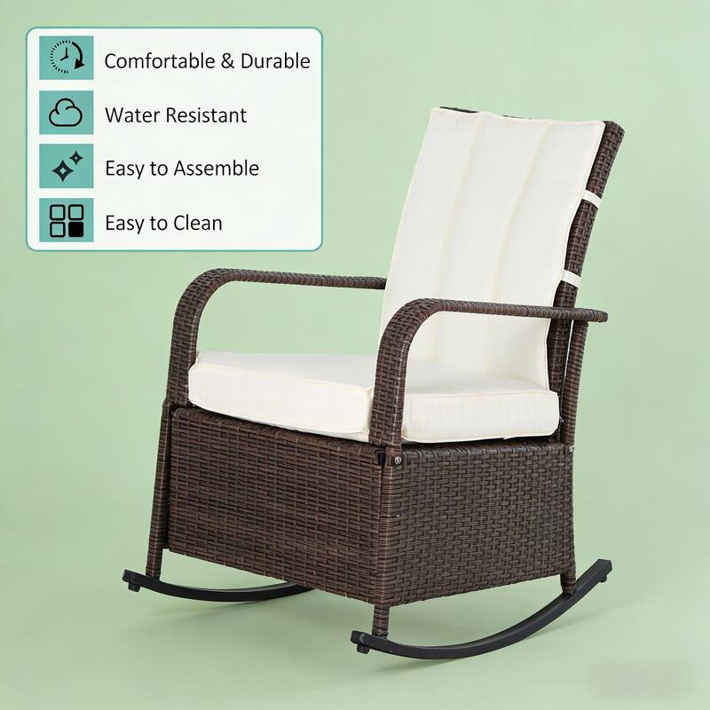 GDFStudio - Oliver Outdoor Rocking Rattan Recliner Designed for Deep Relaxation