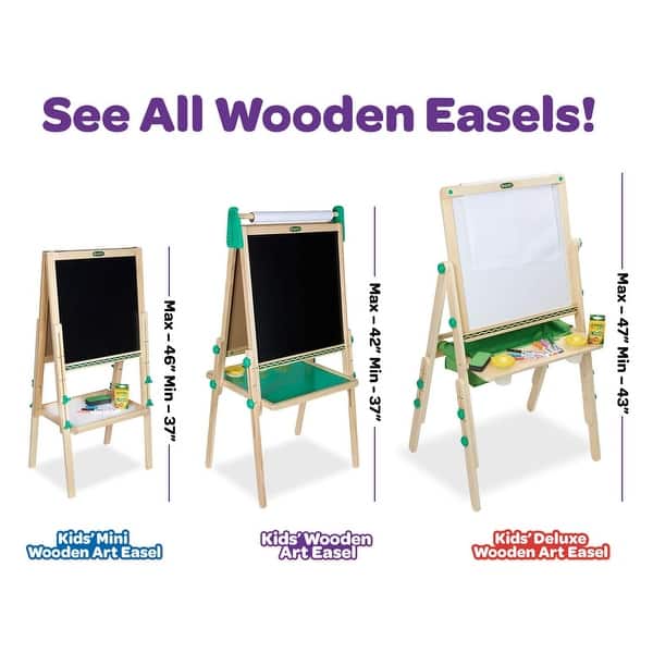 Crayola Kids Mini Dual Sided Wooden Art Easel w/ Chalkboard & Dry Erase Supplies - 10