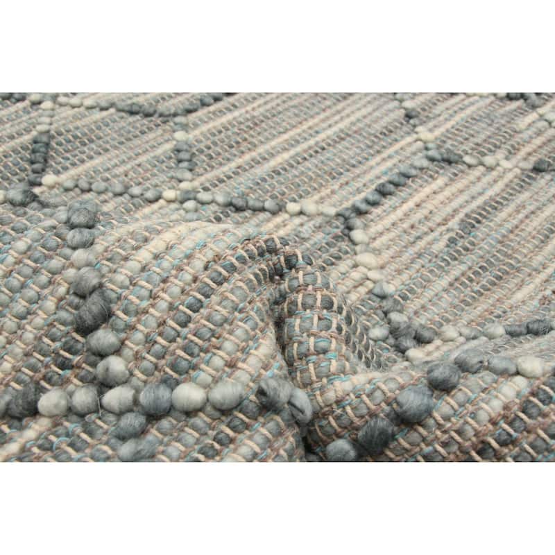 ECARPETGALLERY Braid weave Sienna Teal Wool Rug - 5'2 x 7'7