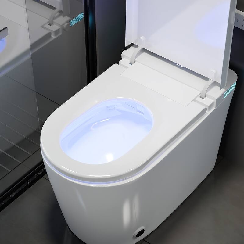 Smart Toilet with Auto Open Lid, Heated Seat & Bidet, One Piece Intelligent Toilet with Remote Control