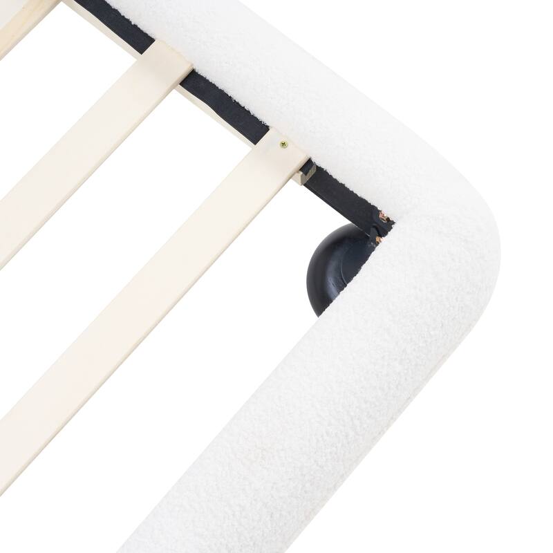 Christopher Knight Home - Lunara Modern Teddy Fleece Upholstered Platform Bed Frame with Split Headboard, Heavy-Duty Support