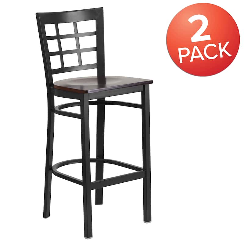 2 Pack Window Back Metal Restaurant Barstool