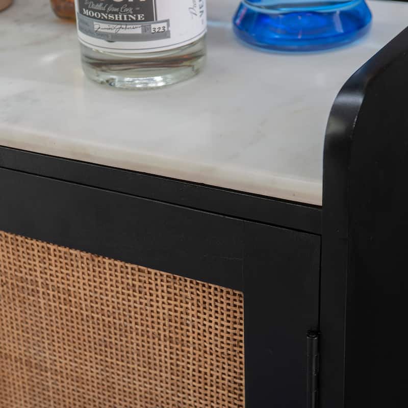 Spence Wooden Bar Cabinet with Marble Top