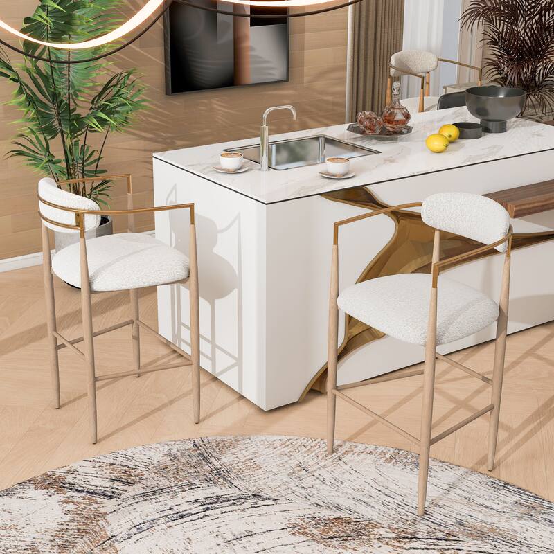 Upholstered Counter Stool Side Dining Chair Set of 2