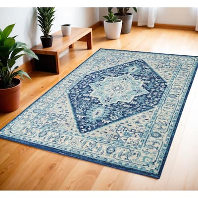 HomeRootsFloral Medallion Transitional Rectangle Area Rug - 72' X '48' X '0.5