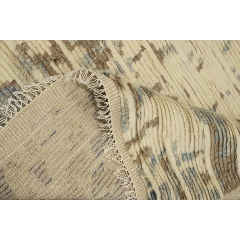 Hand-knotted Modern Wool Beige Abstract Area Rug Oriental Carpet - 8' 3'' X 5' 6''