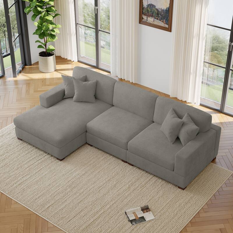 Oversized Modern Chenille Modular Sectional Sofa with Chaise