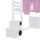 preview thumbnail 13 of 37, Full size Wooden Loft Bed House-shaped Frame with a Tent, White+Pink