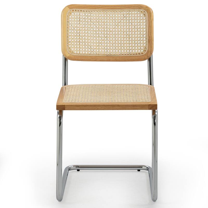 Set of 2 Barnaby Natural Wooden Dining Chair with Chrome Legs