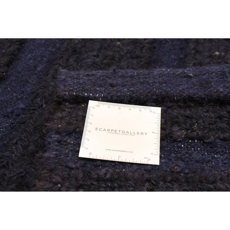 ECARPETGALLERY Flat-Weave Natural Navy Wool Tapestry Kilim - 6'7 x 6'8