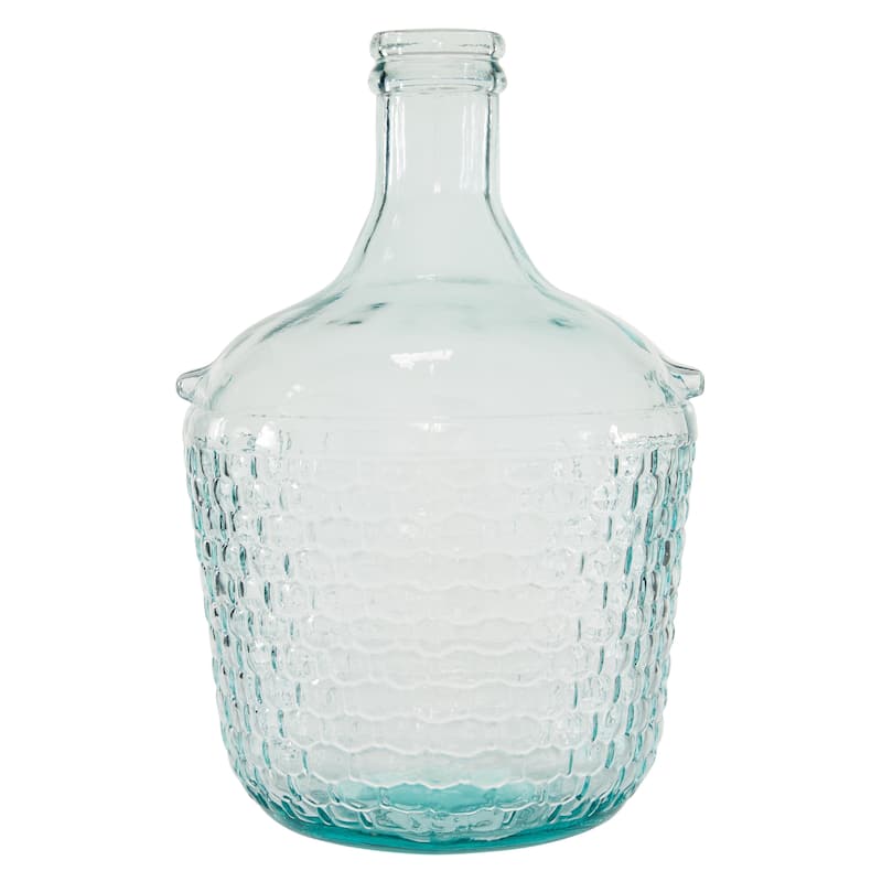 Recycled Glass Handmade Spanish Bottle Decorative Vase - Blue or Clear - Roche River Decor - Blue