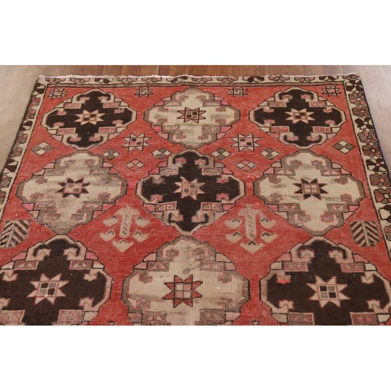All-Over Geometric Bakhtiari Persian Antique Rug Handmade Wool Carpet - 4'6"x 8'9"