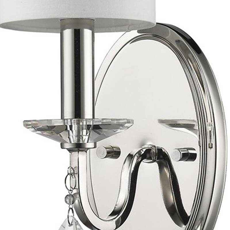 Silver Linen Shade Silver Steel 3 Light Flush Mount Wall Sconce LED - 6” x 5” x 13.75” (D x W x H)