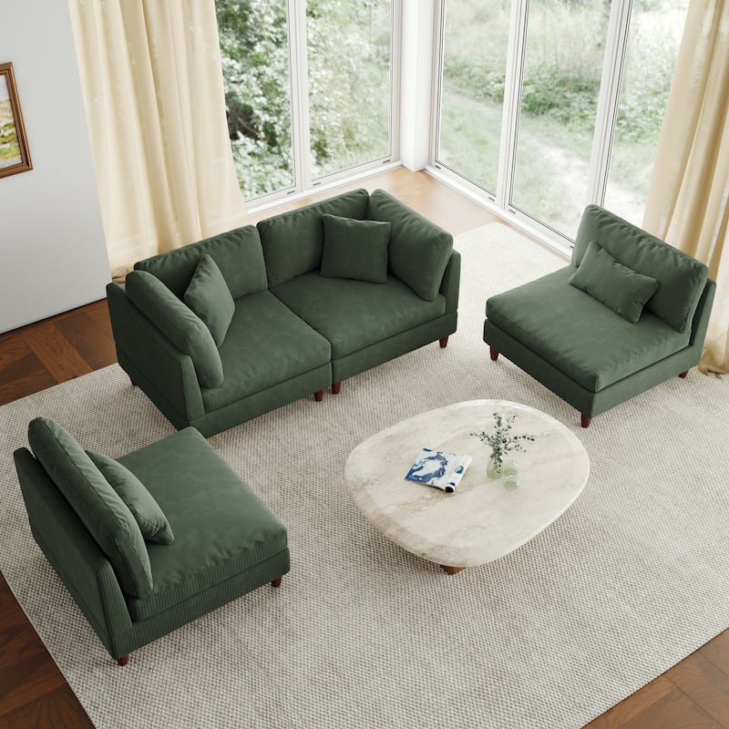 4-Piece Oversized Reversible Upholstered Sectional Modular Sofa
