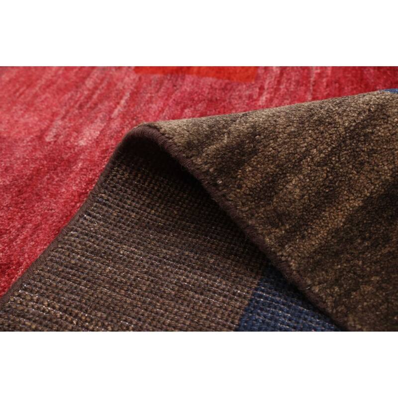 ECARPETGALLERY Hand-knotted Pak Finest Gabbeh Red Wool Rug - 7'9 x 7'8