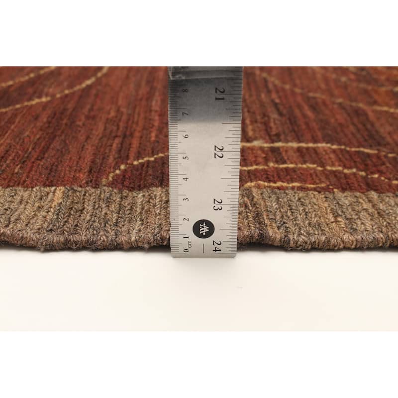 ECARPETGALLERY Flat-Weave Natural Burgundy Wool Tapestry Kilim - 5'5 x 7'1