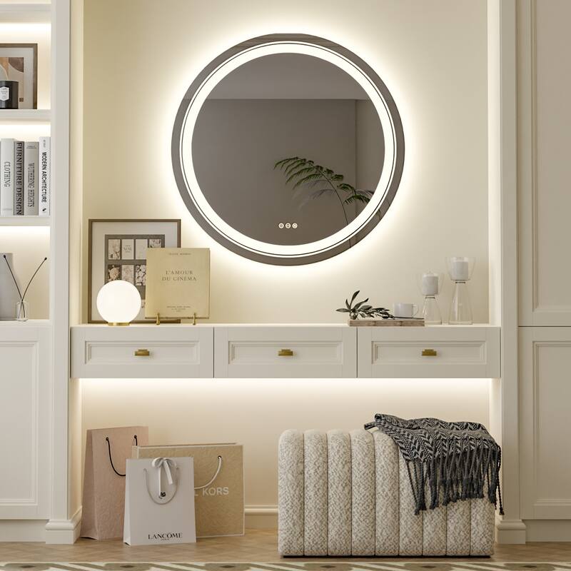 36" Bathroom Mirror with LED Light Circle Backlit Illuminated Anti-Fog - 36 Inches