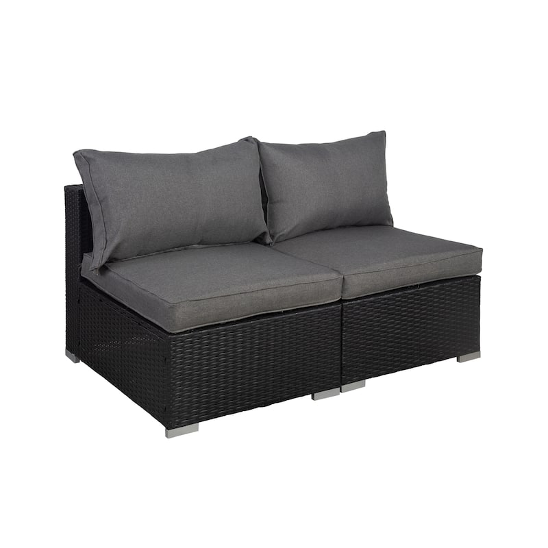 Luxton 64" Outdoor Furniture Add-on Armless Chairs With Cushions