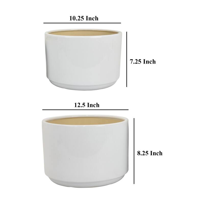 Handmade Ceramic Planter Set Cylindrical Glossy Finish Elegant Design聽