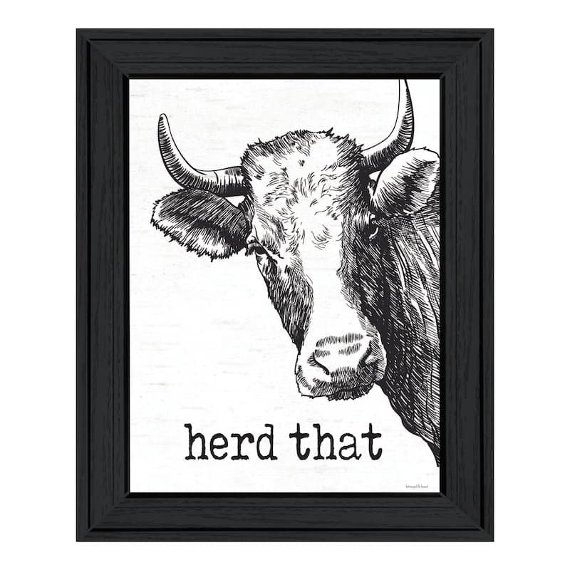 TrendyDecor4U Contemporary "Herd That" Framed Print Wall Art - Charcoal